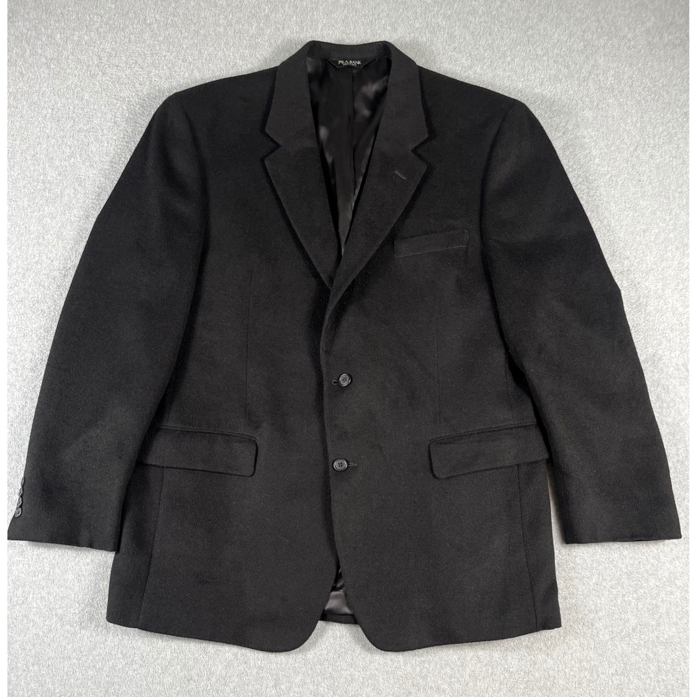 Jos A Bank Mens 46L Sport Coat Black 100% Camelhair 2 Button Blazer Jacket